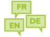 Sprechblasen: FR, EN, DE